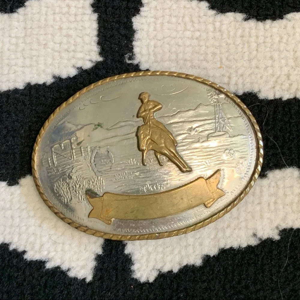 Tony Lama German Silver Ranch Cowboy Horse Riding Belt Buckle